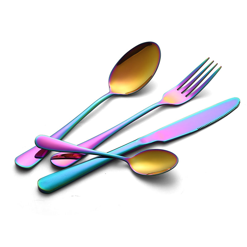 24 Piece Flatware Set Gift , Colorful Romantic Stainless Steel Cutlery Set