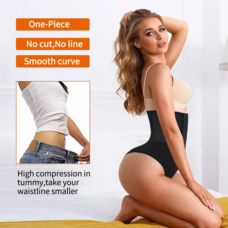 Women Waist Cincher Girdle Tummy Control Thong Panties Slimmer High Waist Body