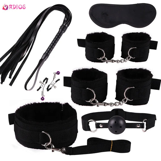 VRDIOS Sex Products BDSM Sex Bondage Set Handcuffs for Sex Adult Nipple Clamps