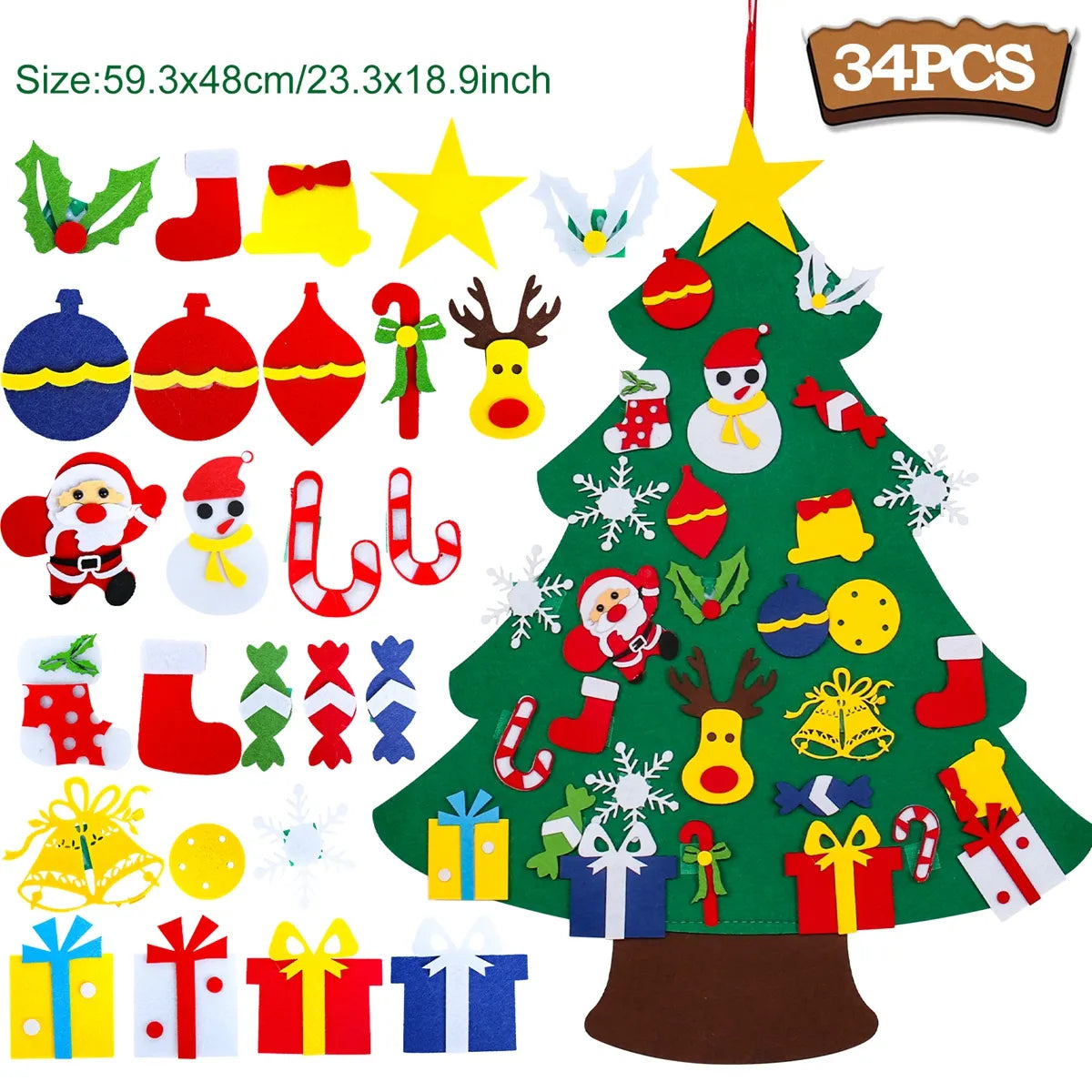 Kids DIY Felt Christmas Tree Merry Christmas Decorations for Home 2024