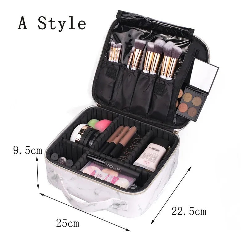 New Female Fashion Professional Makeup Suitcase for Cosmetics Case Marble