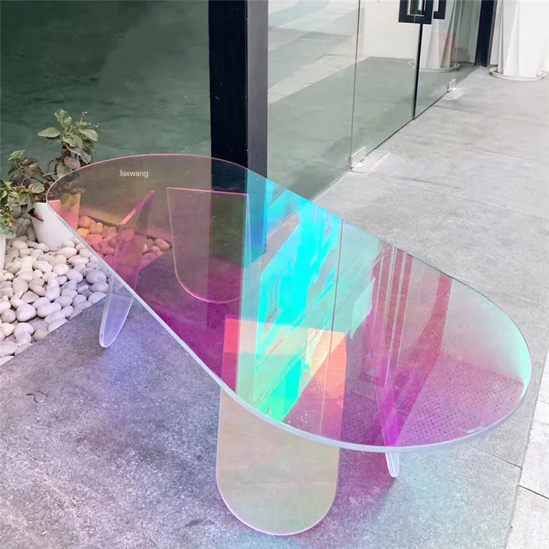 Nordic Coffee Table Colorful Acrylic Modern Round Transparent Plastic Tables