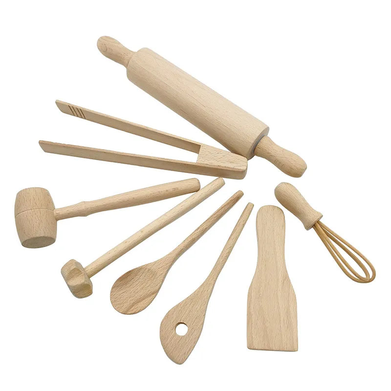 Wooden Kitchen Utensils Spoon Shovel Egg Beater Clip Kitchen Set