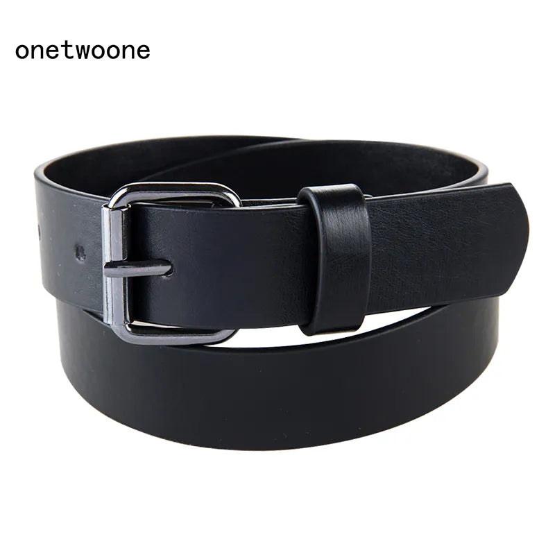 Good Qaulity Black PU Belt for Student School Boys Waist Straps Leather Belt