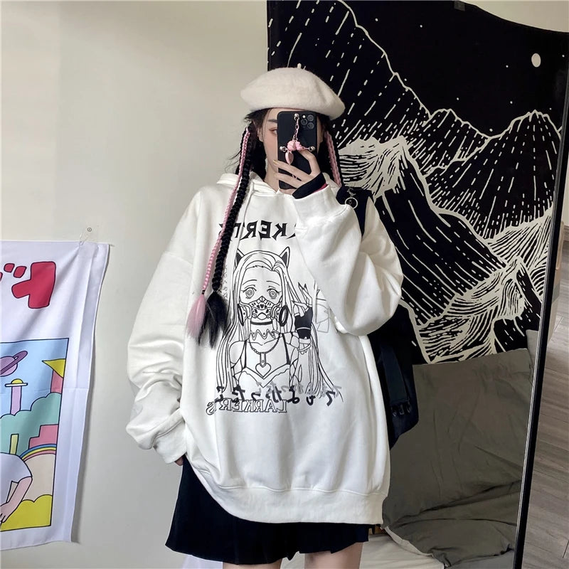 Woman Sweatshirts Kawaii Funny Cartoon Hoodies Ullzang Cute Anime Oversize