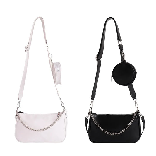 Women Soft PU Leather Shoulder Bag Fashion Female Daily Solid Chain Underarm