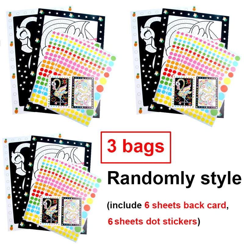 10/15pcs Colorful Dot Primary Mosaic Puzzle Stickers Games DIY Cartoon Animal