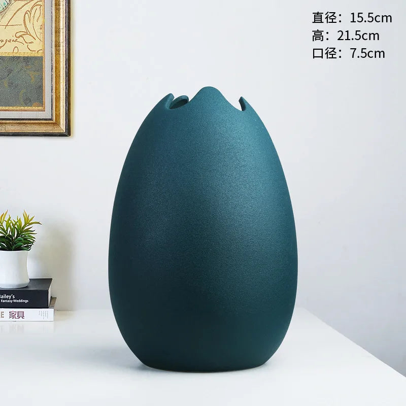 Spring Easter Eggs Shaped Minimalist Porcelain Art Vase Fresh Flower Dried Vase