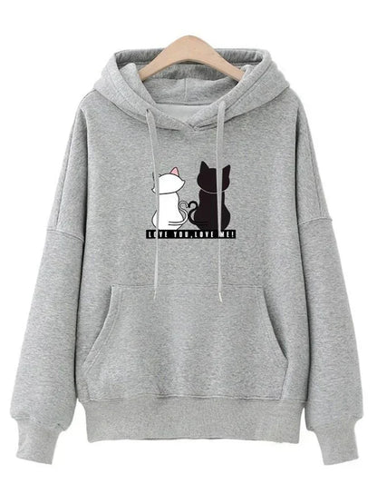 Streetwear Hoodies Long Sleeve Hoodies Harajuku Hoodie Cute Cat Print Sweatshirt