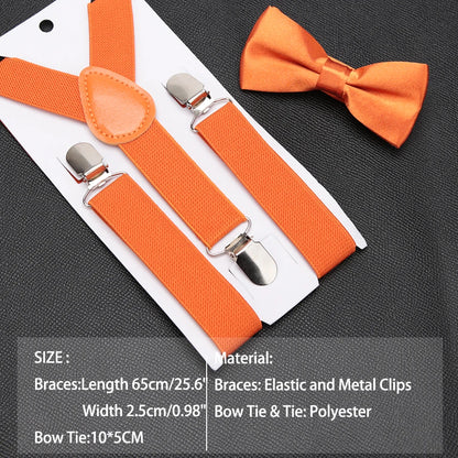 Kids Suspenders With Bowtie Fashion Children Bow Tie Set Boys Suspenders