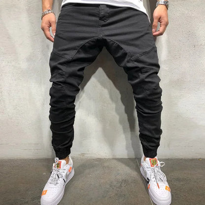 Men Pants Fashion Splicing Multi Pocket Harem Joggers Pants 2019 Male Trouser