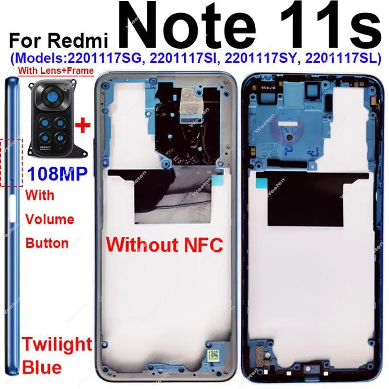 Middle Frame Housing for Xiaomi Redmi Note 11 Note 11S 4G Middle Cover Bezel