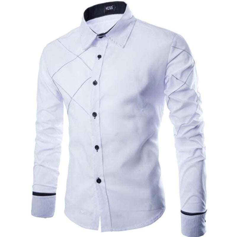 Men's Slim Formal Shirts Fashion Camouflage Long Sleeve Cotton Shirt Work Wear