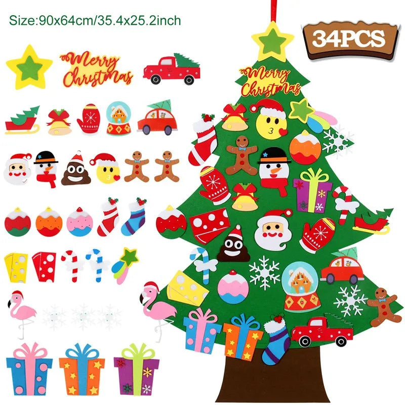 Kids DIY Felt Christmas Tree Merry Christmas Decorations for Home 2024