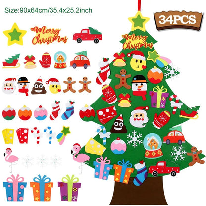 Kids DIY Felt Christmas Tree Merry Christmas Decorations for Home 2024