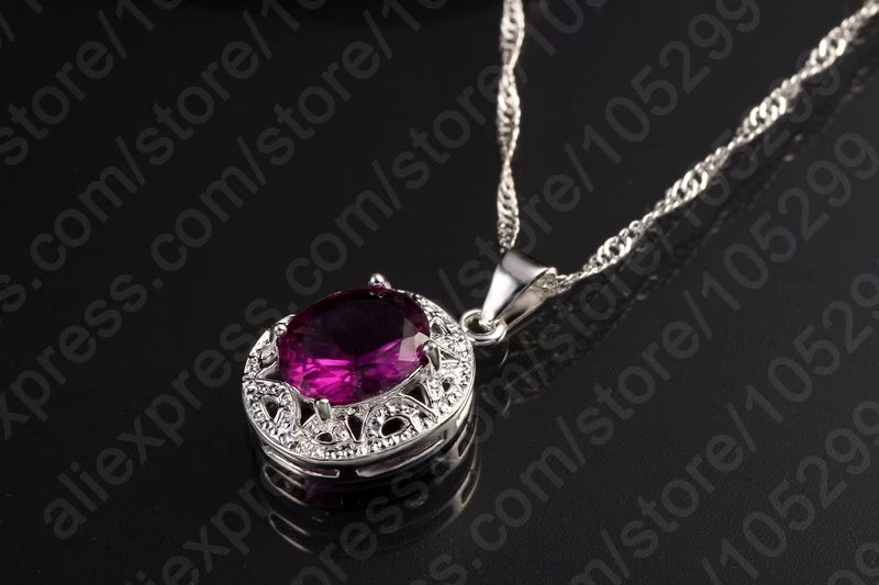 Crystal Pendant Necklace Earrings Ring Cubic Zircon Trendy Party 925 Sterling