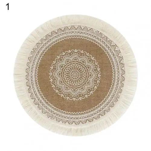 Rattan Trivet Mats Table Mat Heat Insulation Handmade Cotton Flax Dining Table