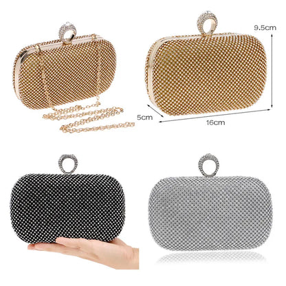 SEKUSA Evening Clutch Bags Diamond-Studded Evening Bag With Chain Shoulder Bag