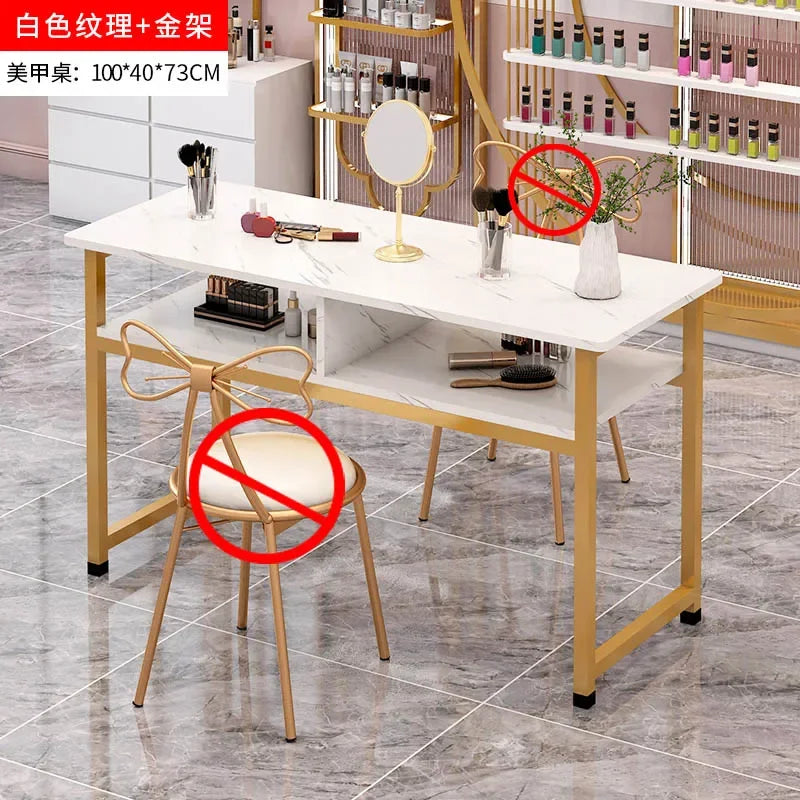 Nordic Single Nail Tables Modern Double Manicure Designer Marble