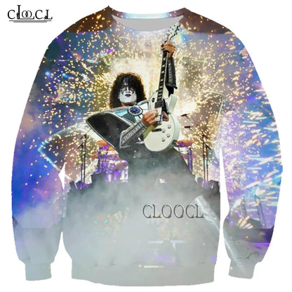 HX Rock Singer KISS Band Sweatshirt 3D Print Men Fashion Casual Long Sleeve