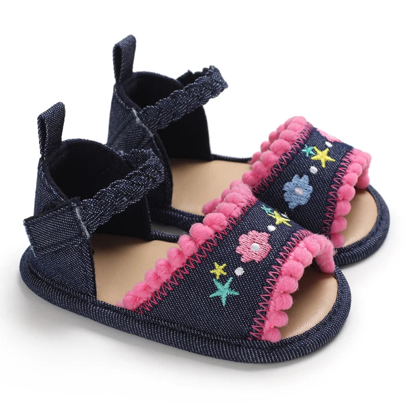 Summer Baby Girl Cute Flower Print Embroidered Sandal Soft