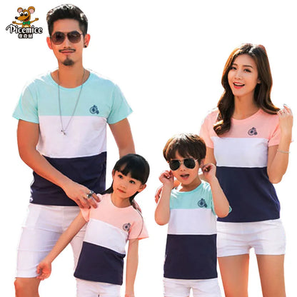 Family Clothing Outfits Fashion Striped Summer Short Sleeve T-Shirt Matching