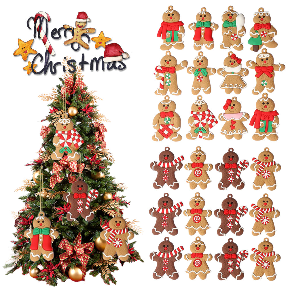 12Pcs Gingerbread Man Christmas Tree Hanging Pendant Xmas Tree Decor Ornament