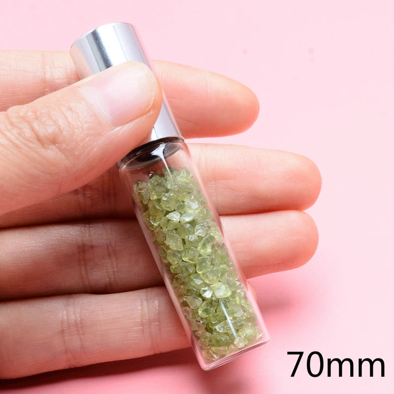 QilmilyNatural Stone Glass Essential Oil Bottle 70/98mm for Women Men Wheel