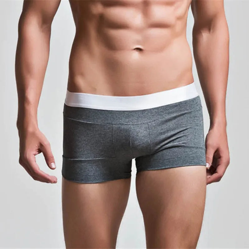 High Quality Cotton Underwear Men Boxer Shorts Fashion Low Waist U Convex