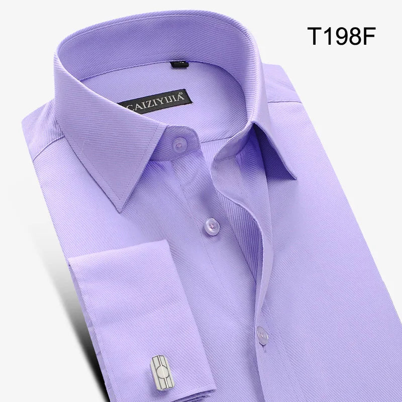 Men's Dress Shirt French Cuff Button Tuxedo Shirt With Cufflinks Long Sleeve