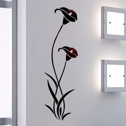 DIY Flower Shape Mirror Wall Sticker Acrylic Lily Mirror Stickers Modern Home