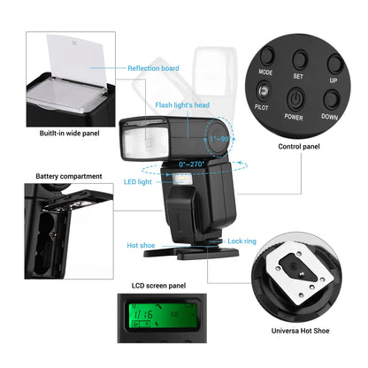 Andoer Camera Flash Speedlite With Adjustable LED Fill Light Universal Flash