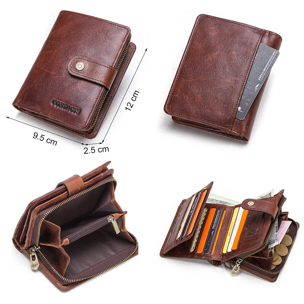 CONTACT'S Genuine Leather RFID Vintage Wallet Men