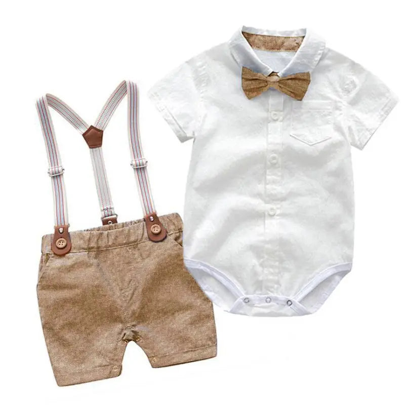 Newborn Baby Boy Bow Formal Romper Clothes Suits Gentleman Party Suit Soft