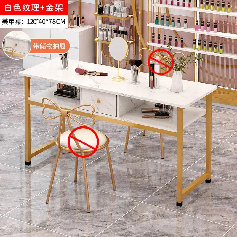 Nordic Single Nail Tables Modern Double Manicure Designer Marble