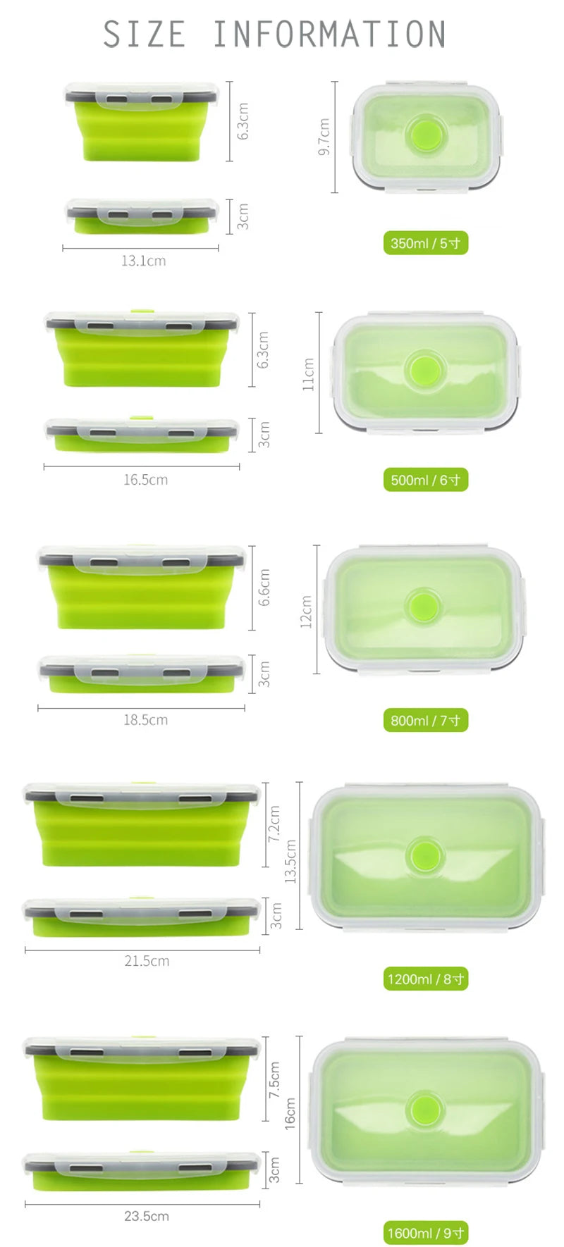 Collapsible Silicone Food Container Portable Bento Lunch Box Microware Home