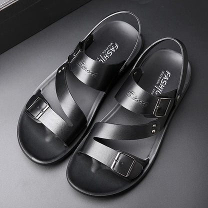 Yomior New Casual Fashion Men Shoes Slip-On Genuine Cow Leather Non-Slip Sandals