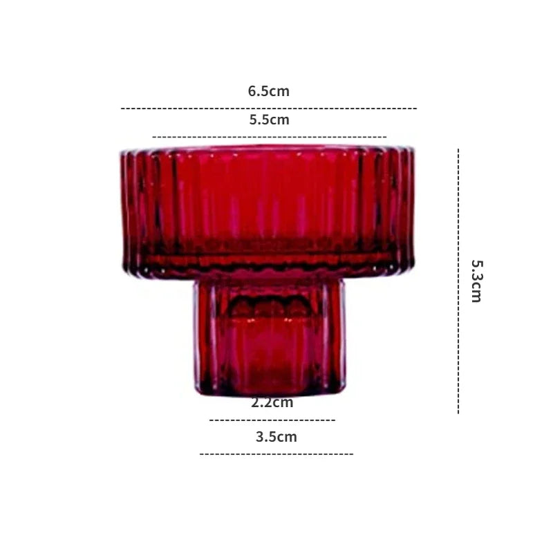 Red Mini Glass Candle Holders Taper Candle Stand Small Tealight Candle Holder