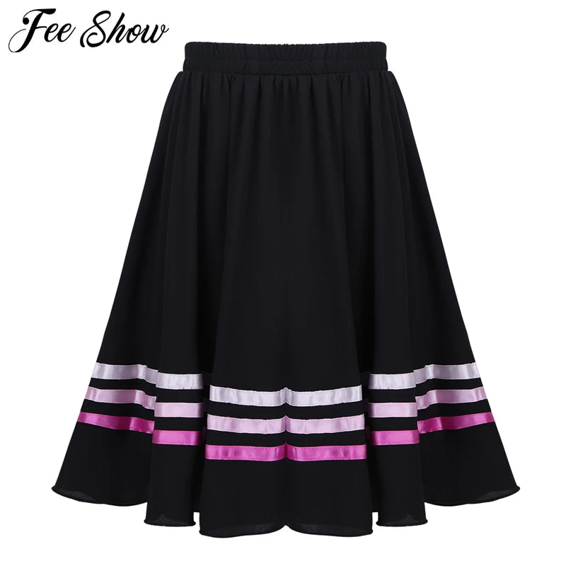 Ballet Character Skirt Teen Girls High Waist Long Maxi Full Circle Skirt