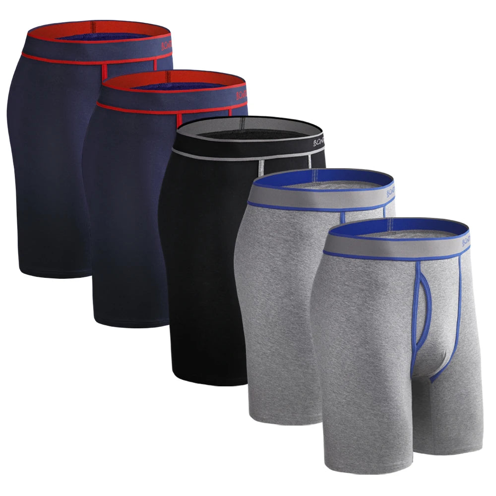 5pcs With Hole Underwear Male Boxershorts Long Boxers for Man Undrewear Cotton