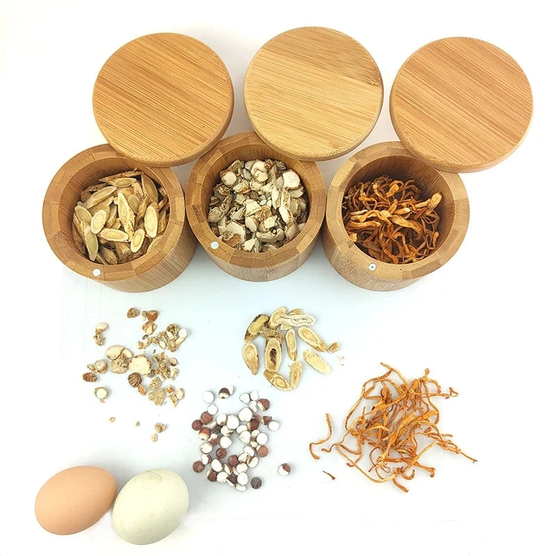 Spice Box Bamboo Spice Shaker Jar Sugar Salt Pepper Herb Toothpick Storage