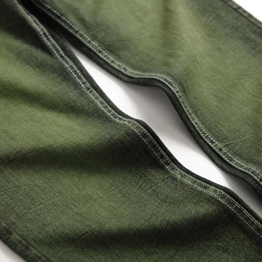 New Gray Green Mens Jeans Fashion Classic Style Elastic Straight Slim Trousers