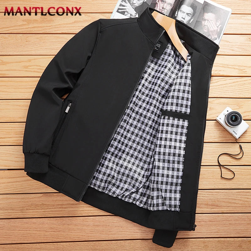 MANTLCONX New Men's Spring Jacket Coats Casual Solid Color Jackets Stand Collar