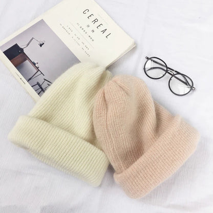 Autumn Winter Rabbit Hair Winter Skullies Hat Fashion Warm Beanies Hats Casual