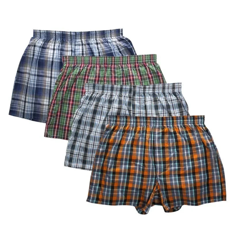 New Classic Plaid Men Arrow Pants Casual Fashion Brand High Quality Boxer 4pcs