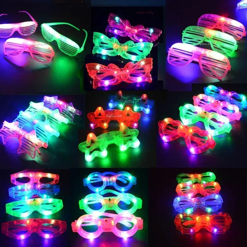 12pcs Adult Kids Women LED Glasses Light Sunglasses Glow New Year