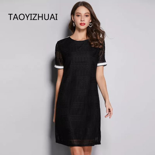 TAOYIZHUAI Summer New Arrival  Black Loose Straight Above Knee