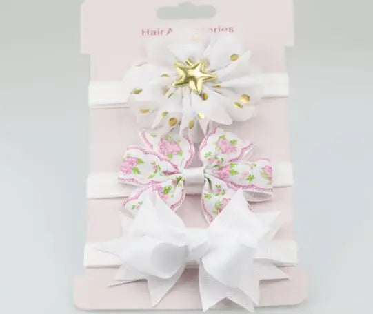 On Sale 3pcs New Baby Girl Boy Elastic Flower Headband Children