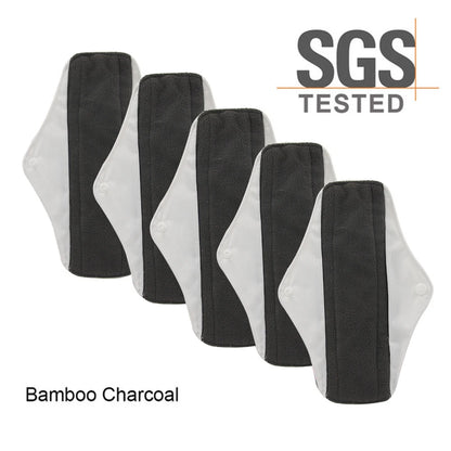 Reusable Women Bamboo Charcoal Cloth Sanitary Pads Washable Pad Leak-Proof