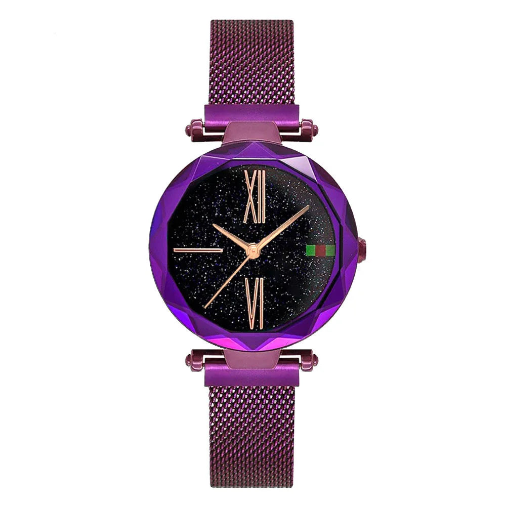 Luxury Rose Gold Women Watches Minimalism Starry Sky